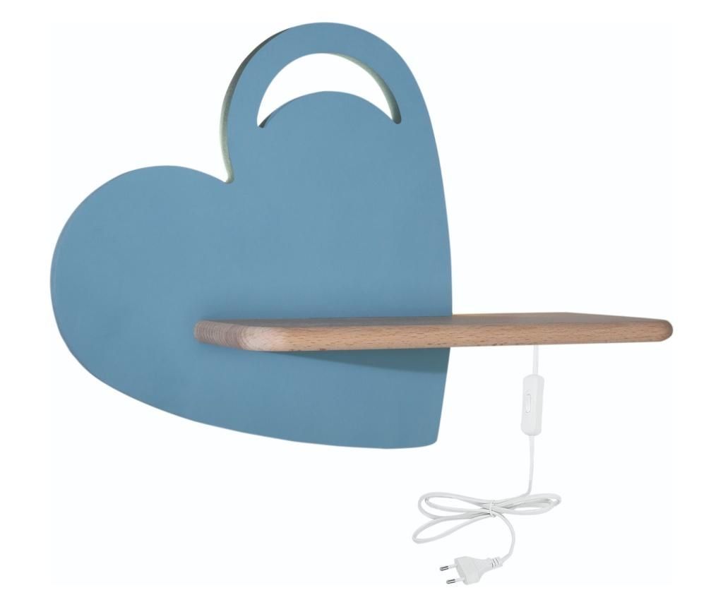 Aplica de perete pentru copii Candellux Lighting Sp. Z O. O., Heart Kids, lemn, LED, max. 5 W, 36x14x27 cm - Candellux Lighting Sp. Z o. o., Albastru