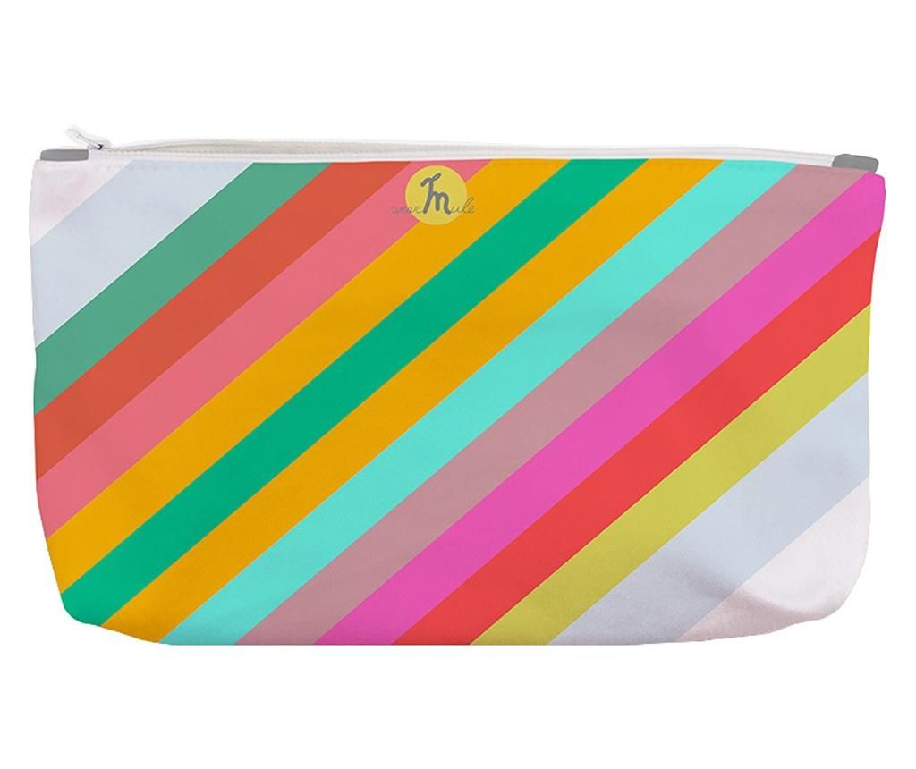 Portofel Handmade, Pouch Big Original Mulewear, Abstract Dungi Optimiste, Optimistic Stripes, Multicolor, 38x23 cm - Mulewear