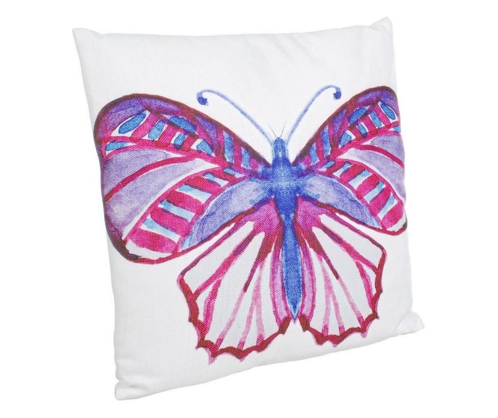 Perna decorativa din textil alb roz albastru butterfly 40×40 cm – Decorer Decorer imagine 2022