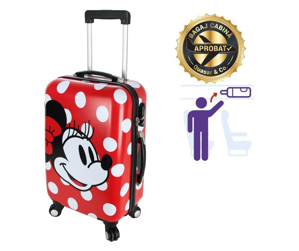 Troler cabina Disney, 50 x 34 x 21 cm, geamantan Love Mickey, rosu-alb - Disney