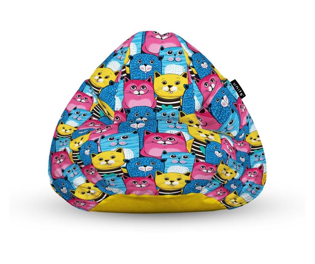 Fotoliu Units Puf (Bean Bag) tip para, impermeabil, cu maner, 80 x 90 x 68 cm, smiley cats - OEM