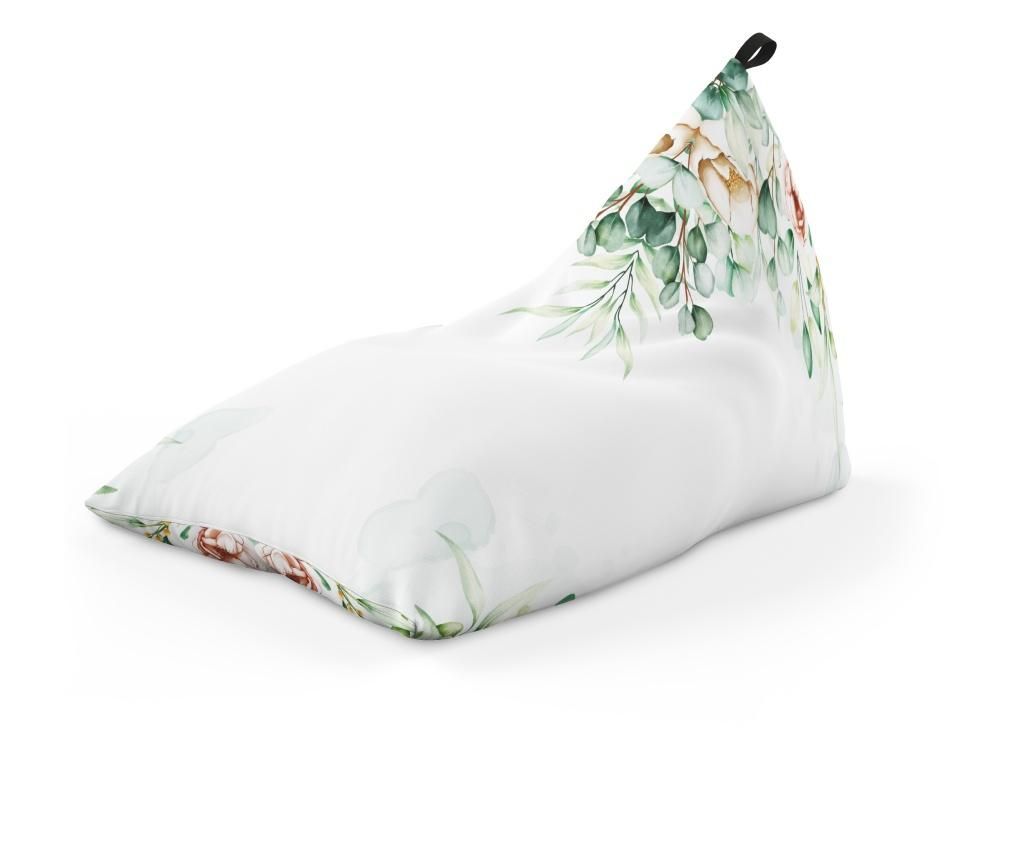 Fotoliu Units Puf (Bean Bag) tip lounge, impermeabil, cu maner, 155 x 83 x 65 cm, floral alb - OEM