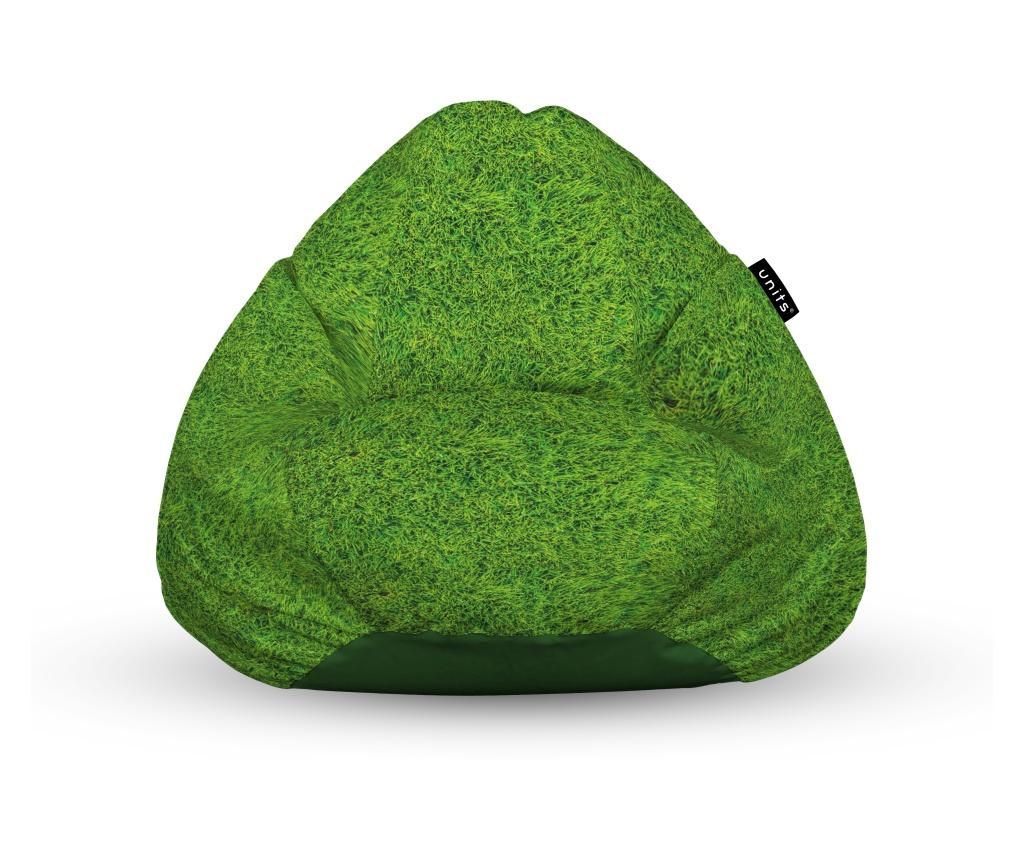 Fotoliu Units Puf (Bean Bag) tip para, impermeabil, cu maner, 80 x 90 x 68 cm, iarba verde - OEM