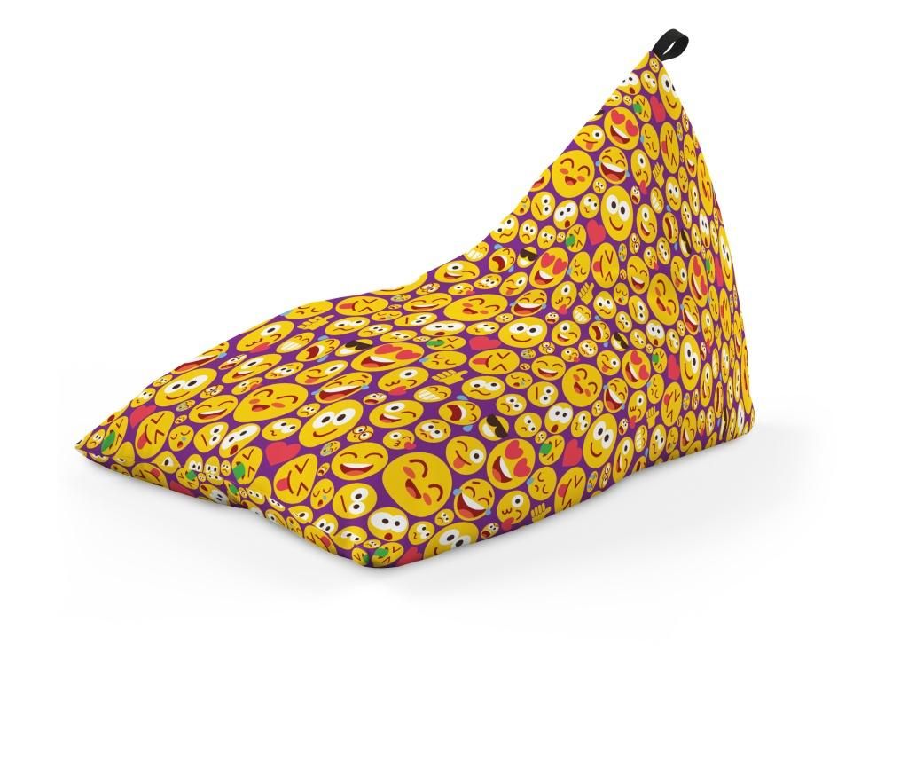 Fotoliu Units Puf (Bean Bag) tip lounge, impermeabil, cu maner, 155 x 83 x 65 cm, emoji - OEM