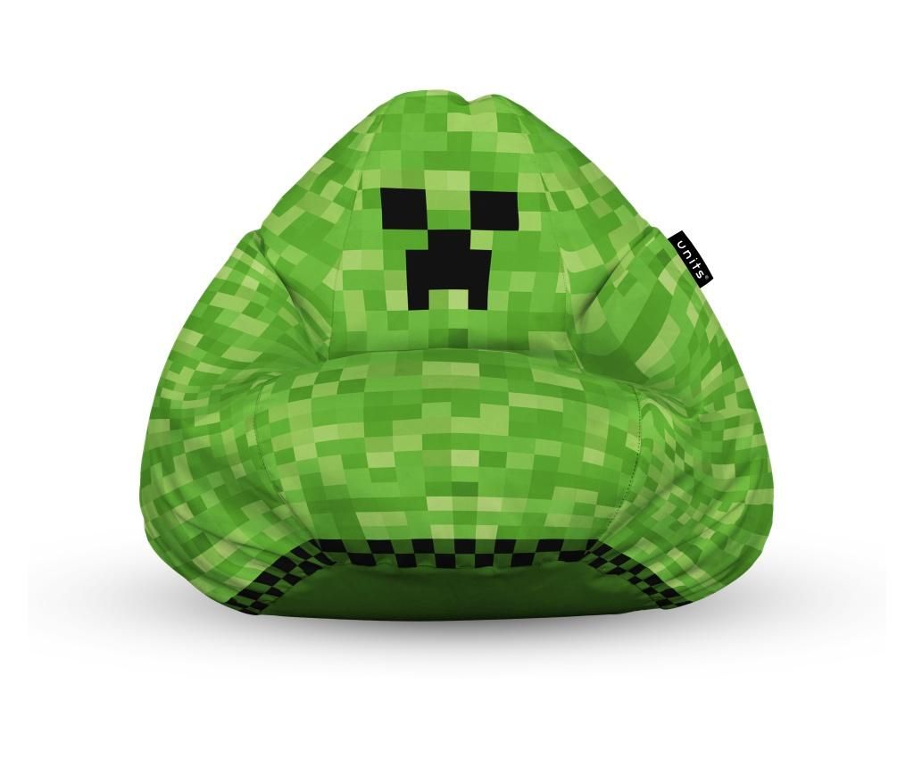 Fotoliu Units Puf (Bean Bag) tip para, impermeabil, cu maner, 80 x 90 x 68 cm, minecraft creeper - OEM