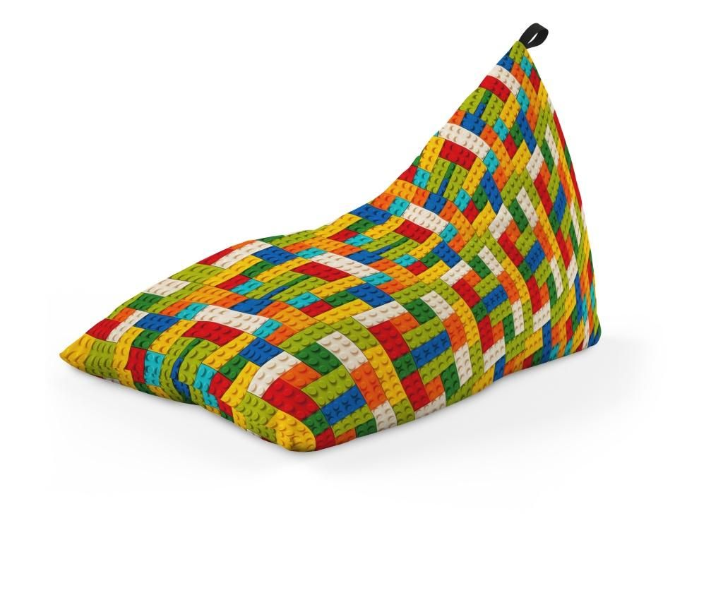 Fotoliu Units Puf (Bean Bag) tip lounge, impermeabil, cu maner, 155 x 83 x 65 cm, lego tetris verde - OEM