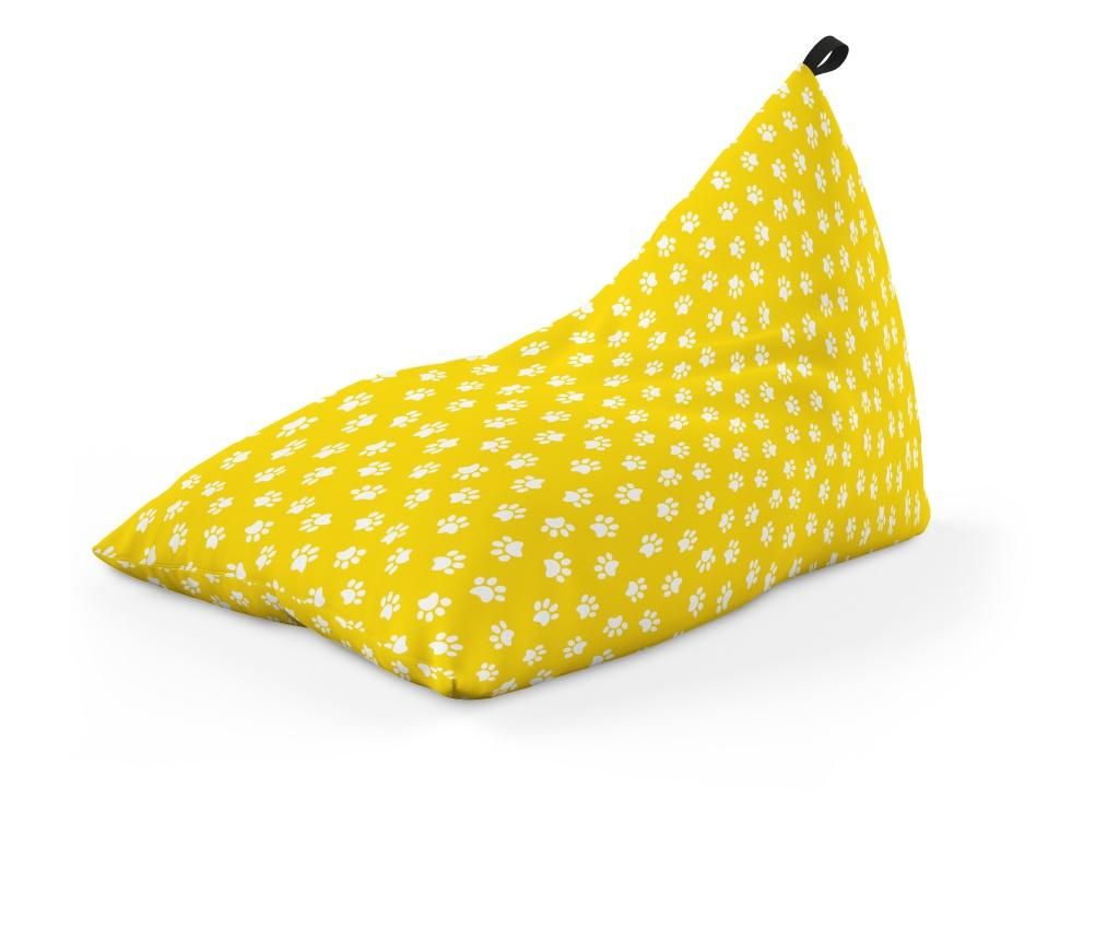 Fotoliu Units Puf (Bean Bag) tip lounge, impermeabil, cu maner, 155 x 83 x 65 cm, labute pisica fundal galben - OEM