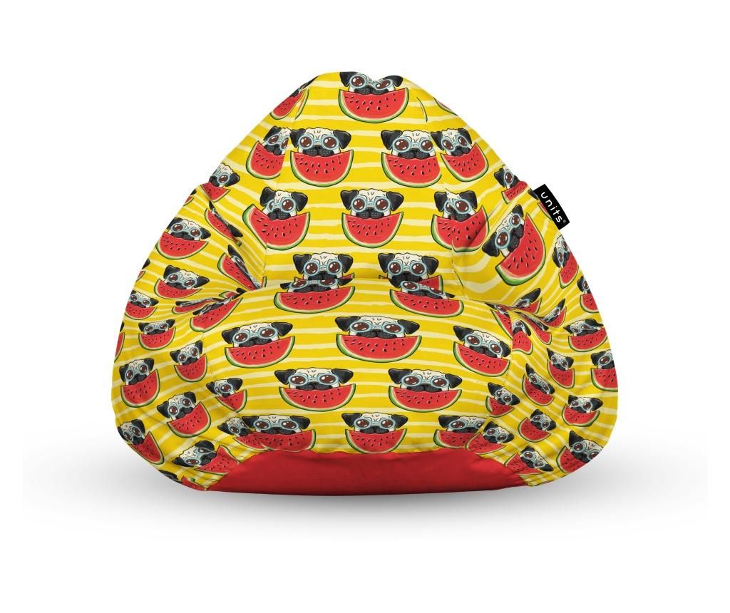 Fotoliu Units Puf (Bean Bag) tip para, impermeabil, cu maner, 80 x 90 x 68 cm, pugs cu pepeni - OEM