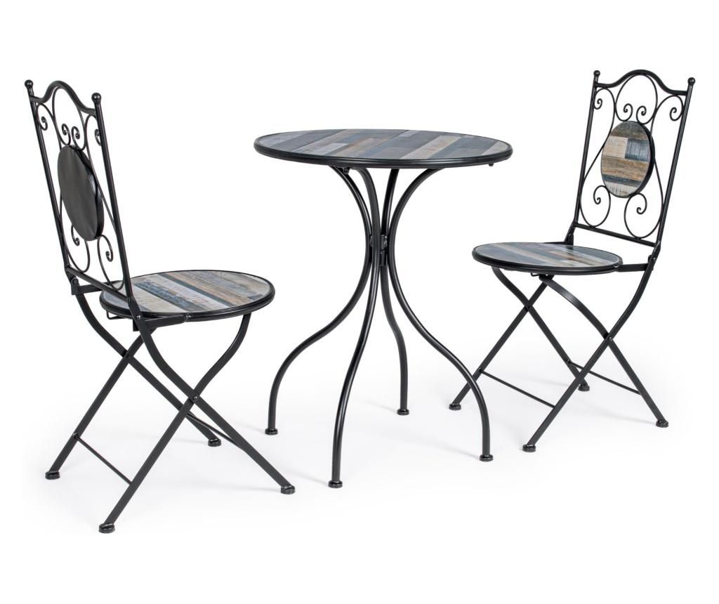 Set masa de gradina cu 2 scaune pliabile Huston – YES, Negru vivre imagine noua