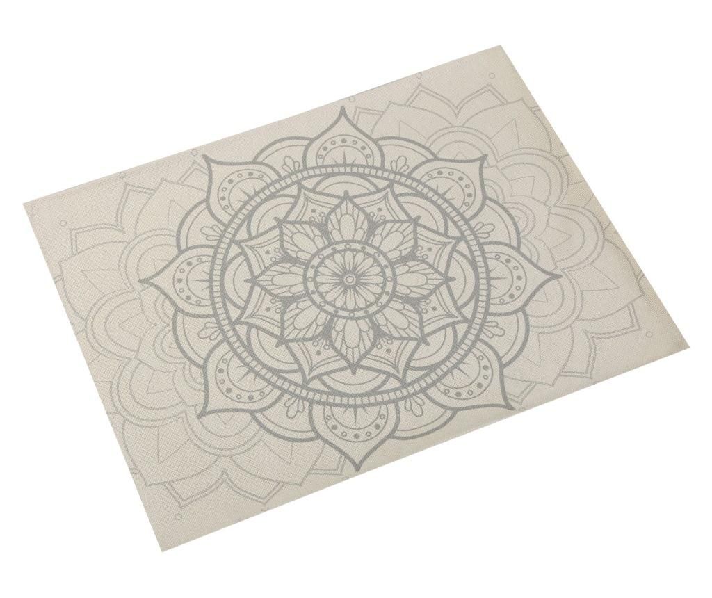 Set 4 suporturi pentru farfurii Mandalas 36x48 cm - Versa, Gri & Argintiu