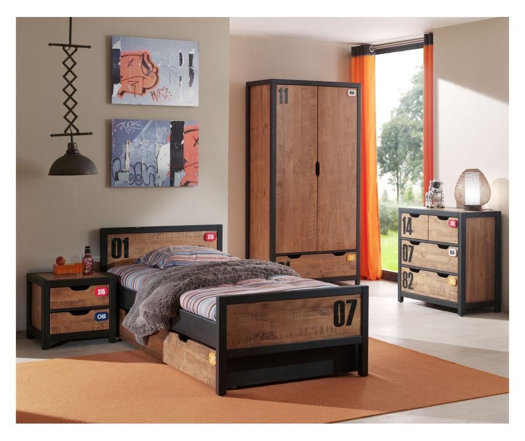 Mobilier de dormitor pentru copii din 5 piese Vipack, Alex, lemn masiv de pin - Vipack, Crem