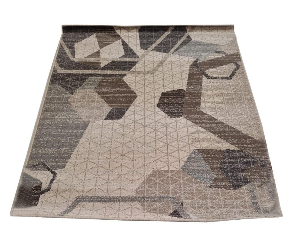 Covor din lana cu model geometric, 300 cm lungime x 200 cm latime, maro/bej - Lider Furniture