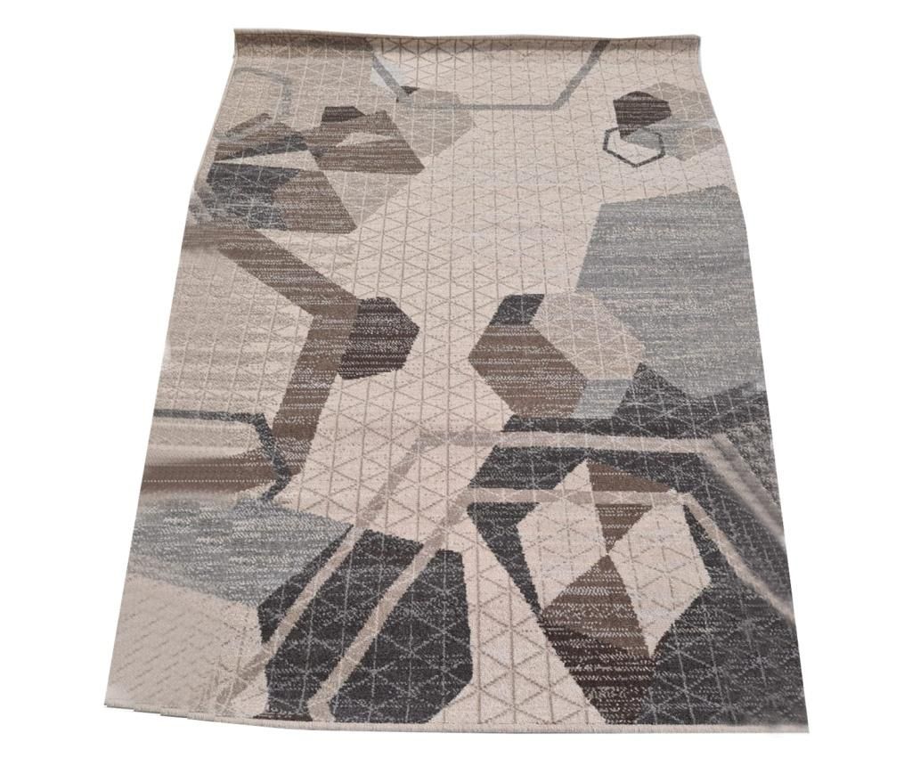 Covor din lana cu model geometric, 240 cm lungime x 160 cm latime, maro/bej - Lider Furniture