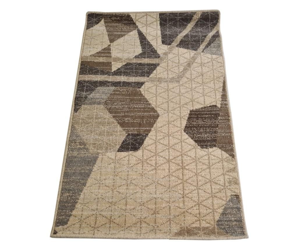 Covor din lana cu model geometric, 150 cm lungime x 80 cm latime, maro/bej - Lider Furniture