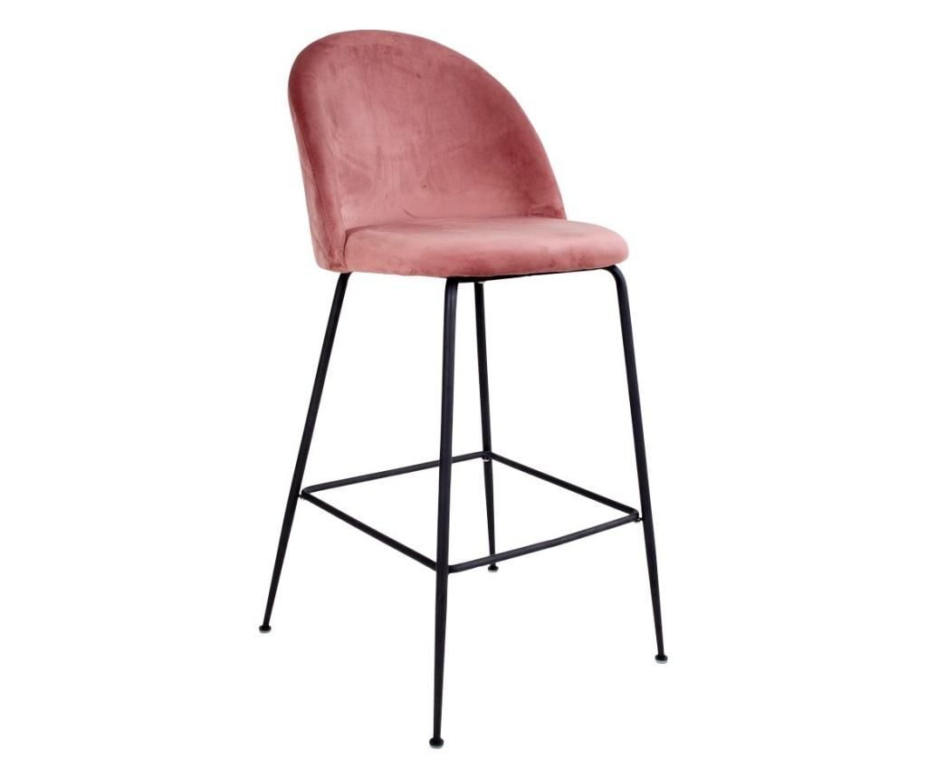 Set 2 scaune de bar House Nordic, Lausanne Rose Black, 60x55x108 cm - House Nordic, Negru,Roz