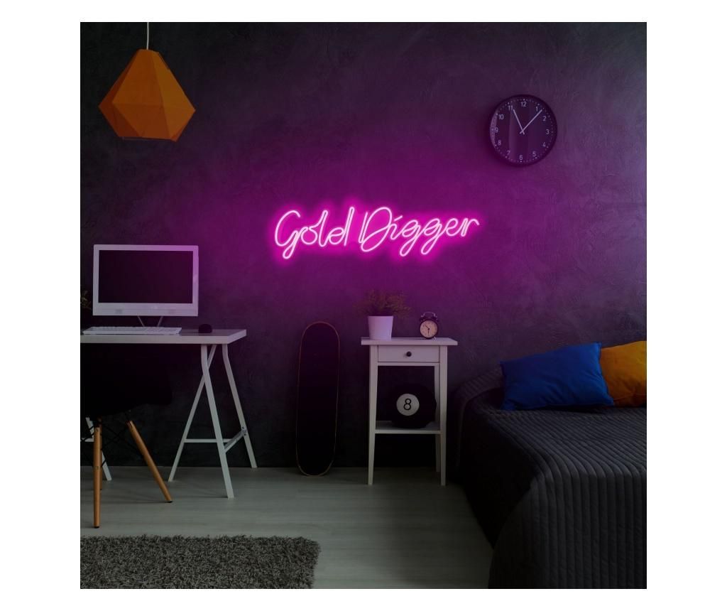 Aplica de perete decorativa Neon Graph, neon benzi PVC, No Bulb, max. 12W W, 64x17x2 cm - Neon Graph, Roz