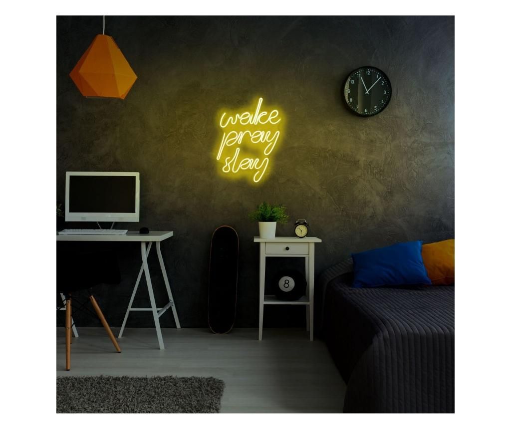 Aplica de perete decorativa Neon Graph, neon benzi PVC, No Bulb, max. 12W W, 37x28x2 cm - Neon Graph, Galben & Auriu