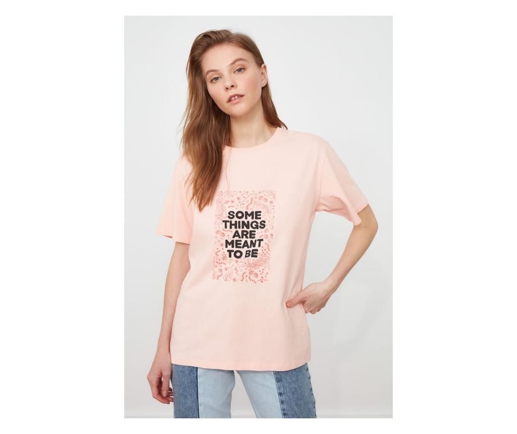 Tricou dama Trendyol, Some Things Are Meant To Be, roz pudra – Trendyol, Roz Trendyol