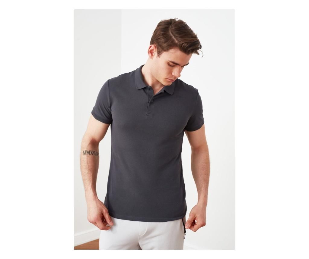 Tricou polo barbati Sugarbud M, Trendyol Man, gri antracit - Trendyol, Gri & Argintiu