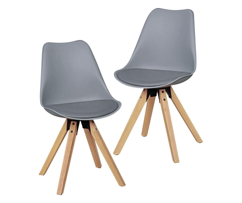 Set 2 scaune Wohnling, Scandinavia Grey, 48x42x87 cm - Wohnling, Gri & Argintiu