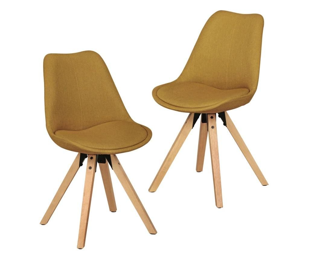 Set 2 scaune Curry – Wohnling, Galben & Auriu