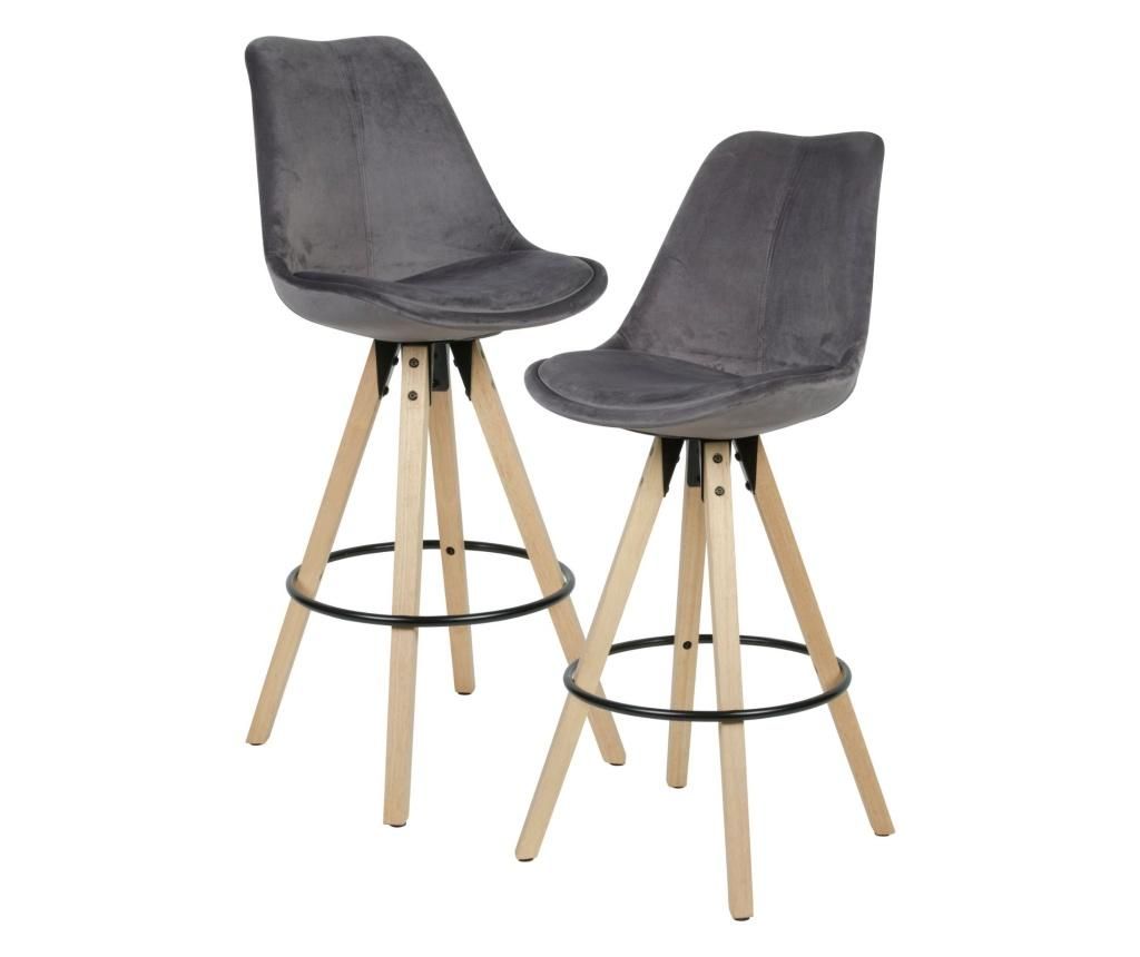paste surface swing Set 2 scaune de bar Bahira Grey - Wohnling, Gri & Argintiu - Cel Mai Ieftin