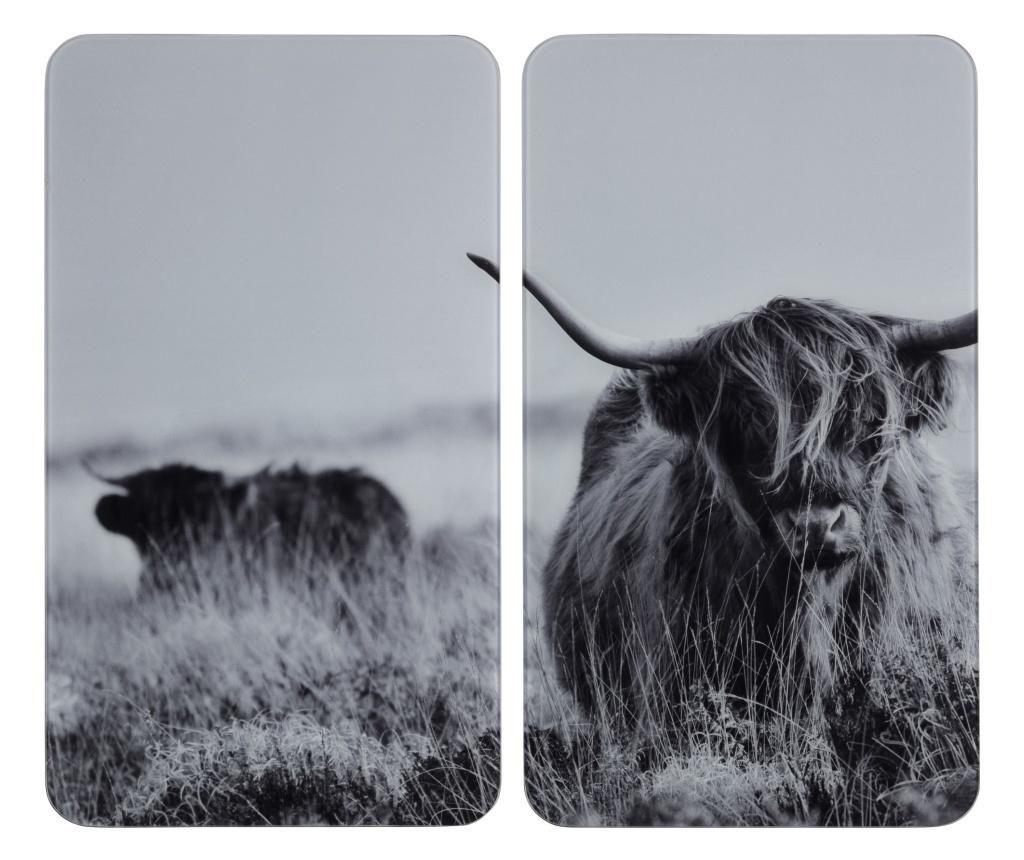Set de 2 placi de acoperire a aragazului Highland Cattle – Wenko, Gri & Argintiu vivre.ro