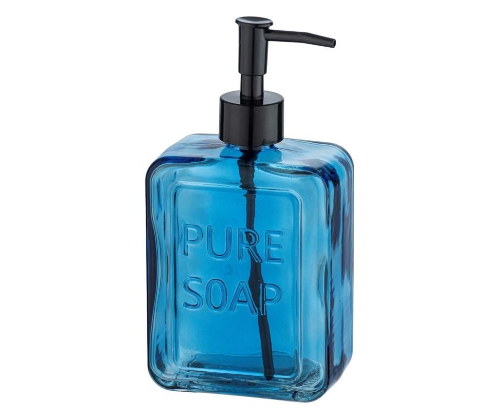 Dispenser pentru sapun lichid Wenko, Pure Soap, sticla, 550 ml, albastru/negru – Wenko, Albastru vivre.ro imagine 2022