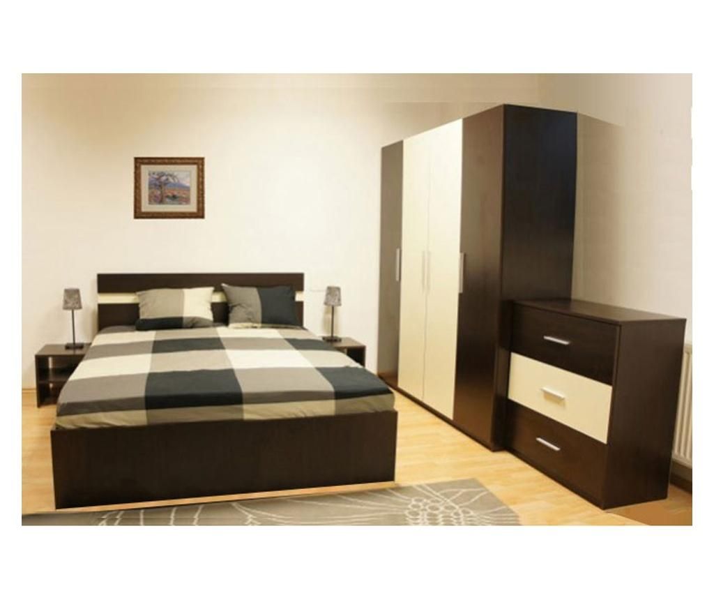 Dormitor Salonic, PAL 18mm, Wenge si Crem, cu Pat de 160x200 cm - Lara Modul