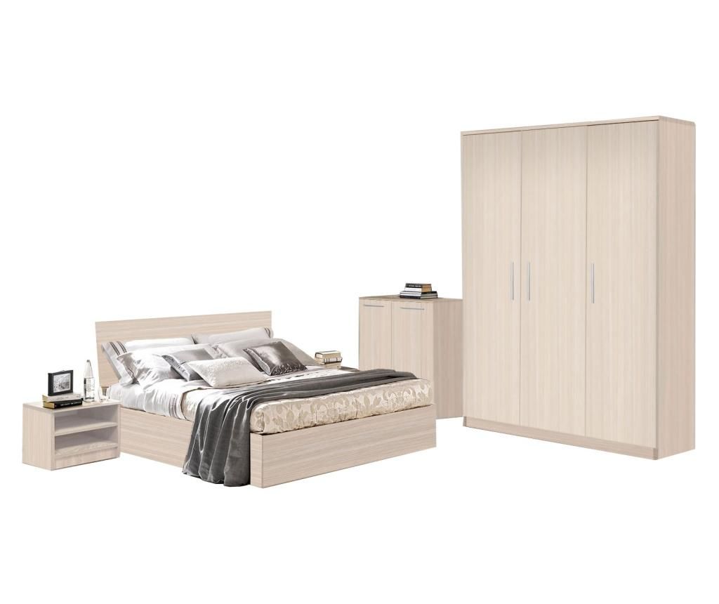 Dormitor Sonoma, PAL 18mm, Stejar Ferrara, cu Pat de 140x200 cm - Lara Modul