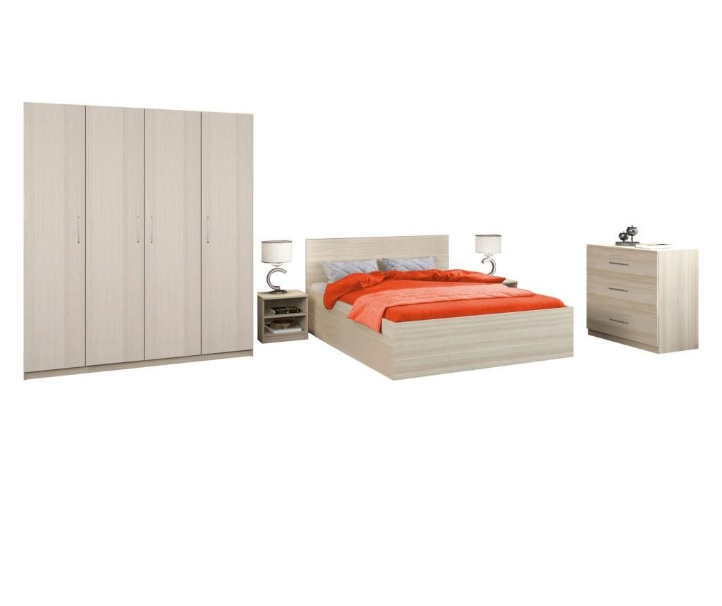 Dormitor Salonic, PAL 18mm, Stejar Ferrara, cu Pat de 140x200 cm - Lara Modul