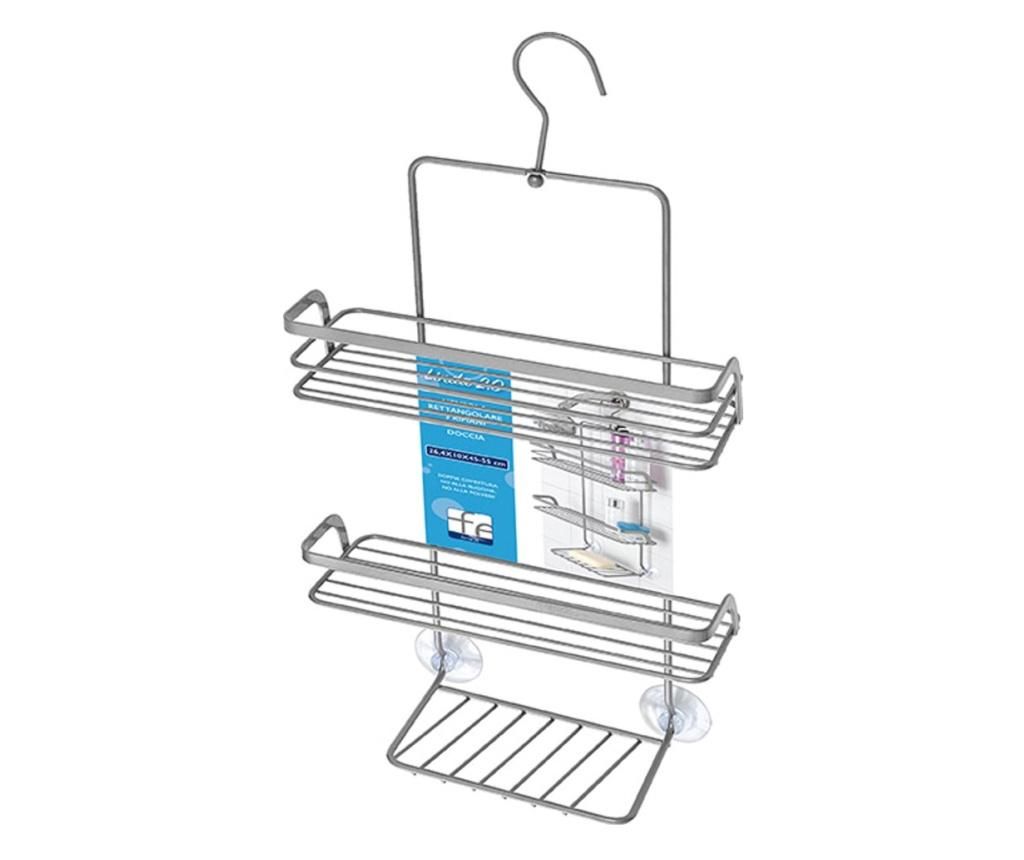 Etajera Feridras Linda, argintiu, dreptunghiulara cu 3 polite, din otel cromat, 26,4x10x45-55 cm - Feridras
