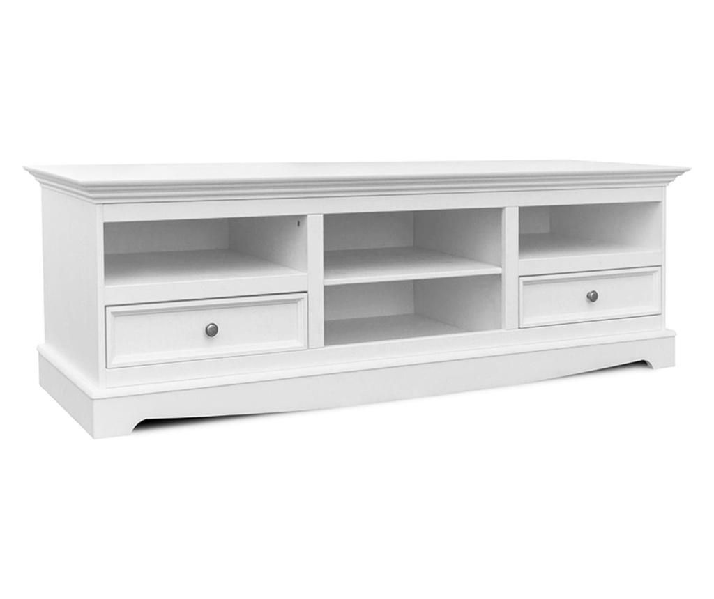 Comoda TV Linea, Lemn Masiv, 167x53x53cm, Alb Mobarta, White - Mobarta