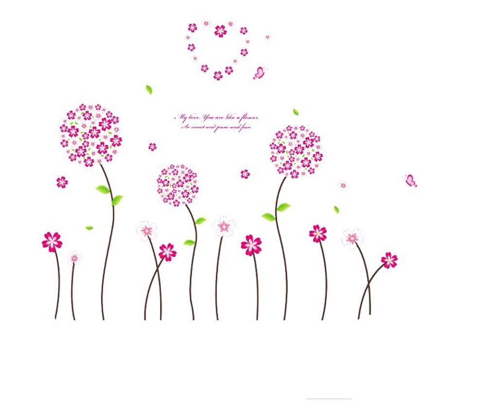 Sticker decorativ, Flori roz, 130 cm, 702STK - BV