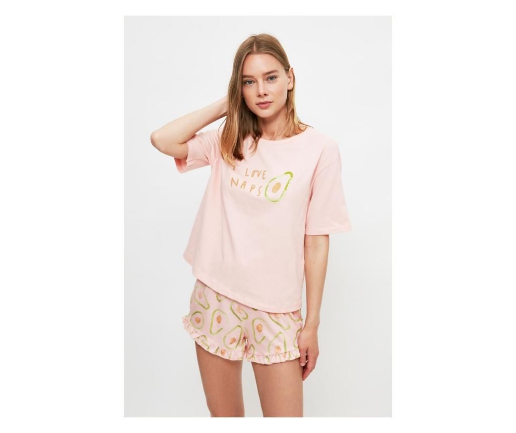 Pijama dama Avonaps S, Trendyol, bumbac, roz pudra – Trendyol, Roz