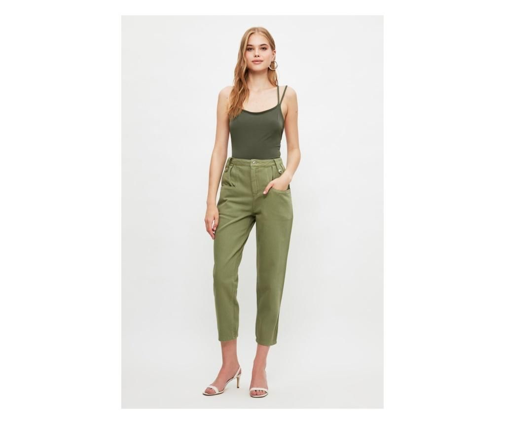 Jeans dama Slouchy S, Trendyol, bumbac, kaki – Trendyol, Verde Trendyol