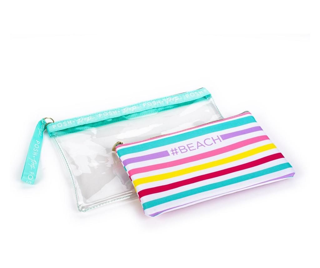 Set 2 genti pentru cosmetice Posh+pop, Pastel Glow, multicolor, PVC - Posh+Pop, Multicolor - 2 | YEO