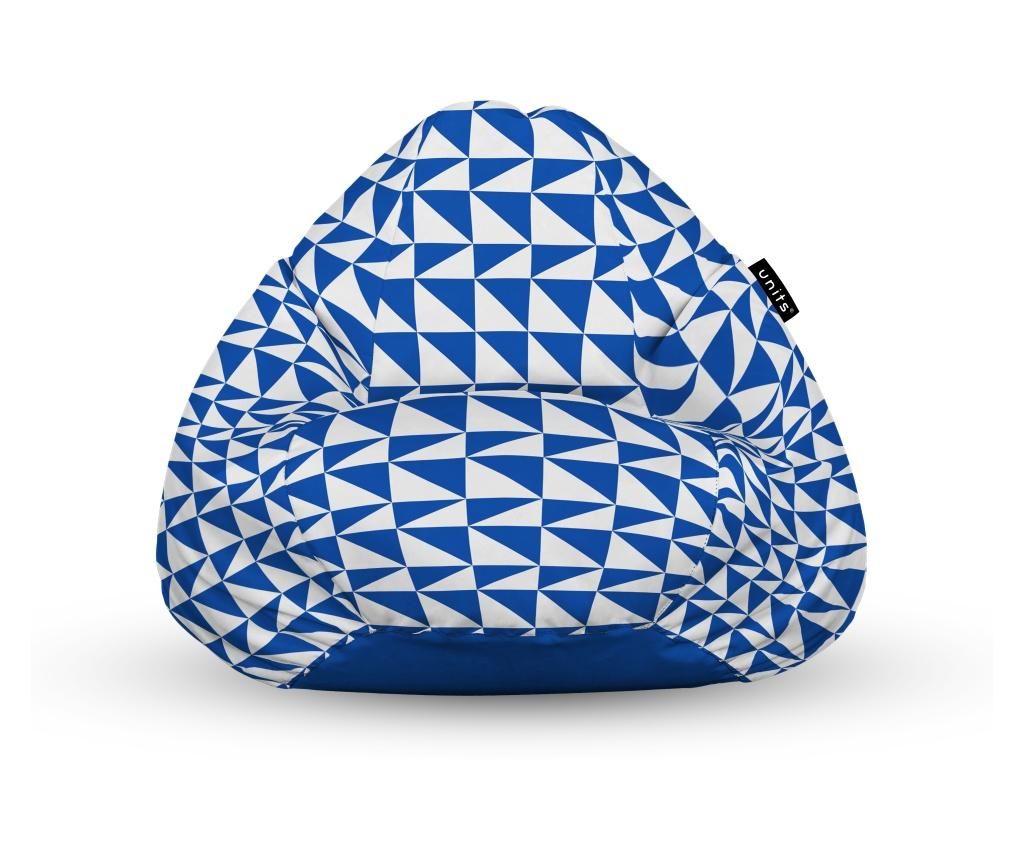 Fotoliu Units Puf (Bean Bag) tip para, impermeabil, cu maner, 80 x 90 x 68 cm, Geometric Sea, Blue - Units