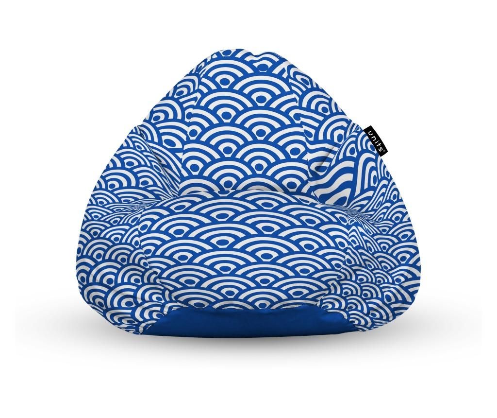 Fotoliu Units Puf (Bean Bag) tip para, impermeabil, cu maner, 80 x 90 x 68 cm, Oriental Waves, Blue - Units