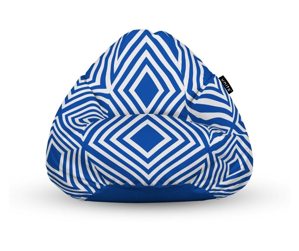 Fotoliu Units Puf (Bean Bag) tip para, impermeabil, cu maner, 80 x 90 x 68 cm, Diamond, Blue - Units