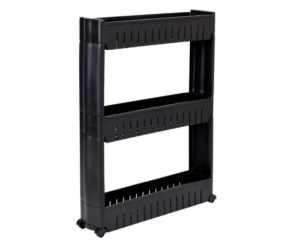 Carucior Organizator Mobil 3 Rafturi Baie Toaleta Masina De Spalat Negru - OEM