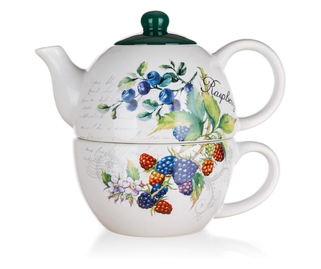 Set ceainic si ceasca Banquet, Raspberry, ceramica, multicolor, 18x11x15 cm – Banquet, Multicolor Banquet