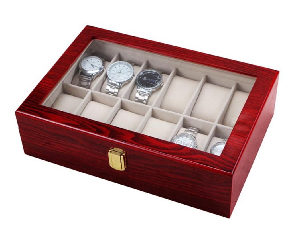Cutie caseta din lemn pentru depozitare si organizare 12 ceasuri, model Premium - Pufo