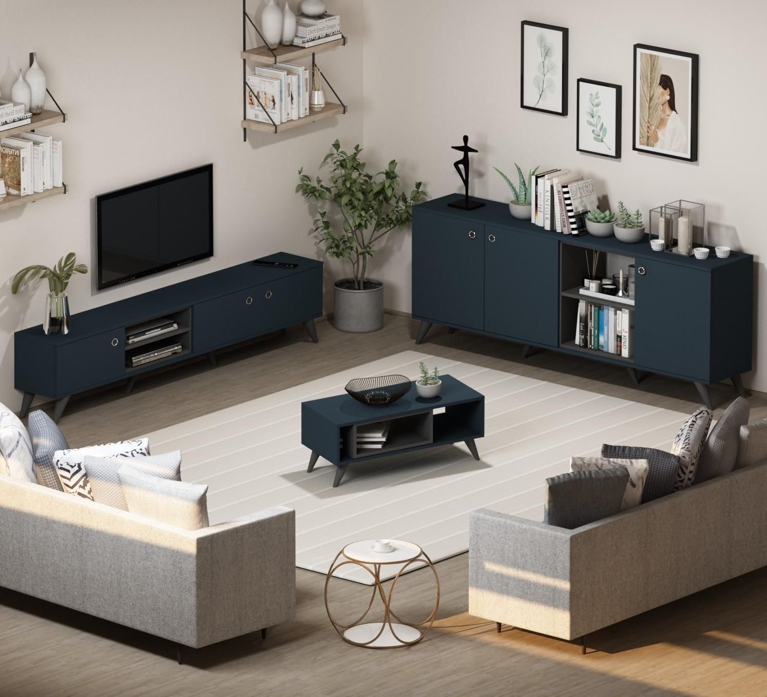 Set 3 piese de mobilier – Gauge Concept, Albastru Gauge Concept imagine 2022