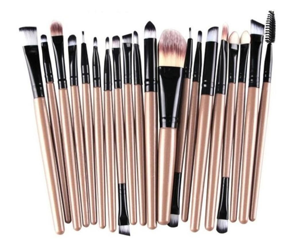 Set 20 pensule machiaj Makeup, Nude, Husa depozitare inclusa - Makeup