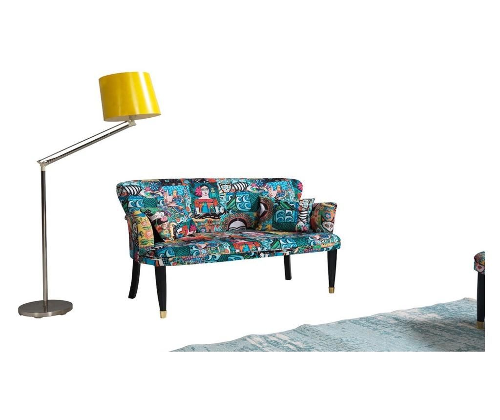 Set canapea 2 locuri si 2 fotolii Pandia Home, Frida, material tapiterie: poliester - Pandia Home, Multicolor