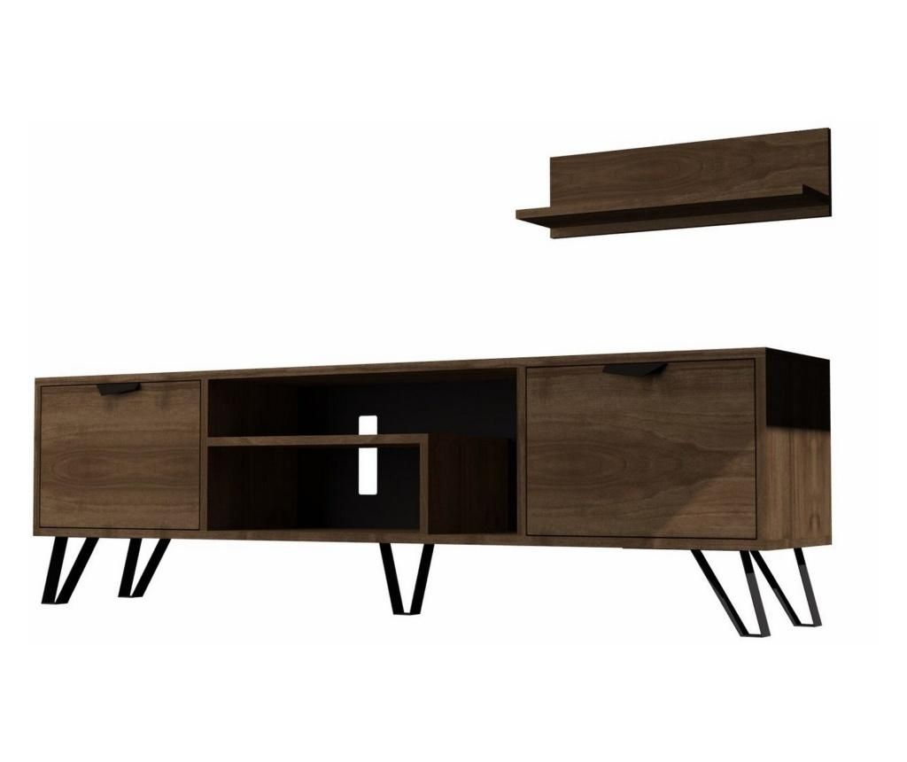 Set 2 piese de mobilier pentru sufragerie Dmodul, Jasmine, PAL melaminat, 170x35x50 cm - DMODUL, Maro