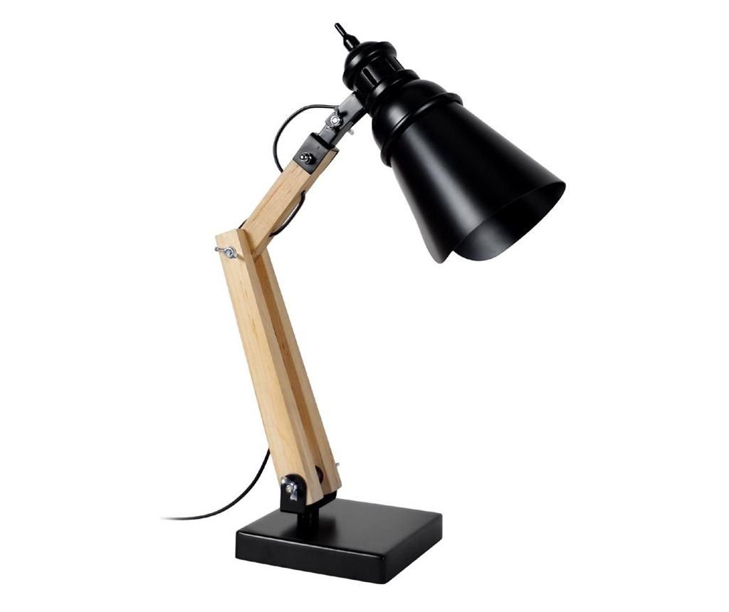 Lampa de birou Tosel, Iron, lemn de fag, LED A++, max. 40 W, E14, natural/negru, 46x15x66 cm – Tosel, Negru Tosel imagine reduceri 2022