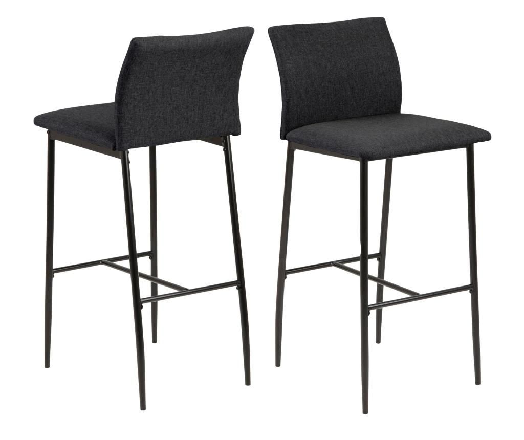 Set 2 scaune de bar Actona, Demina, gri, 50x42x101 cm – actona, Gri & Argintiu actona imagine reduceri 2022