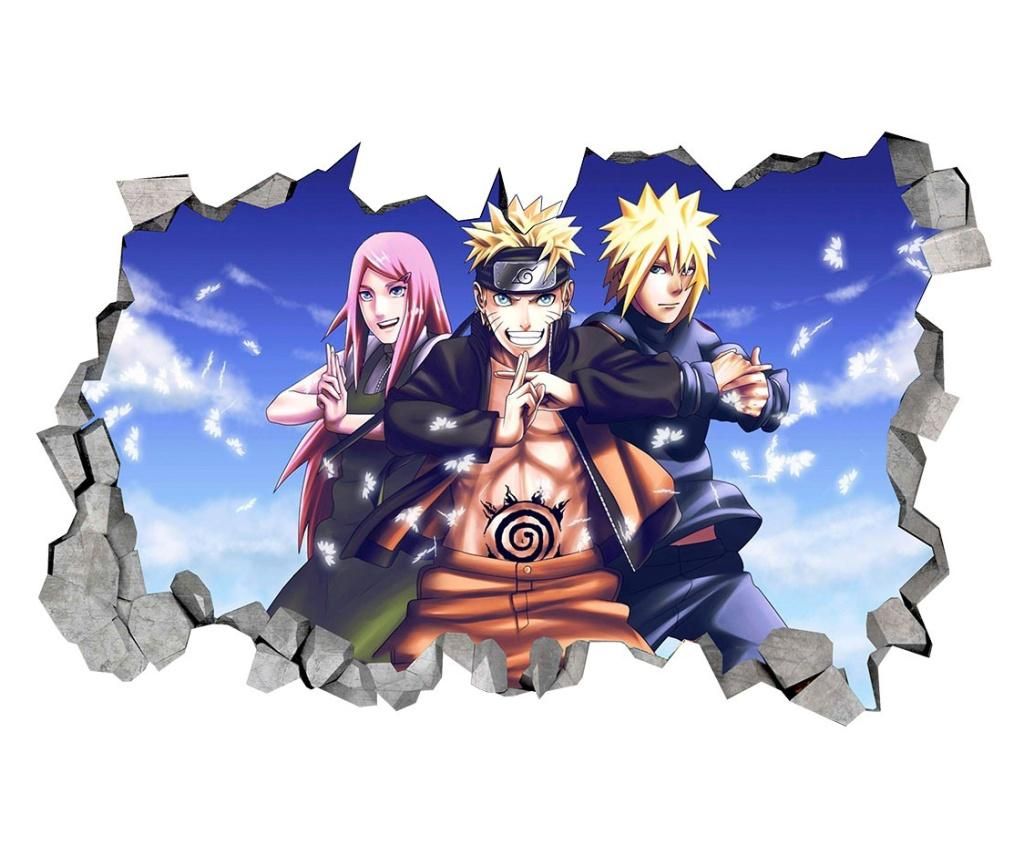 Sticker decorativ, gaura in perete 3D, Naruto, 85 cm, 1054TK-2 - BV